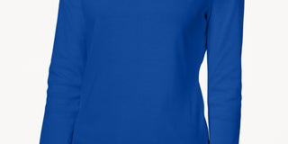 Charter Club Blusa feminina de algodão Pima com decote canoa e botões nos ombros, azul, tamanho X-G