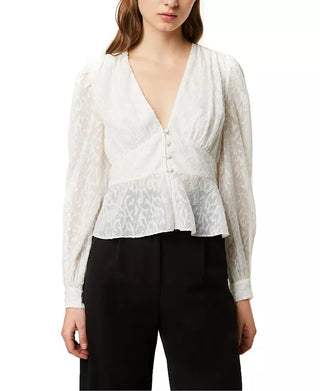 Blusa feminina Brenna Fil Coupe da French Connection, branca, tamanho 12