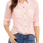 Camisa feminina Charter Club com bolso aplicado, rosa, tamanho pequeno G