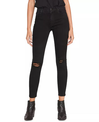 Hudson Jeans Women's Barbara High Waist Ripped Washed Black Skinny Jeans Black Size 31