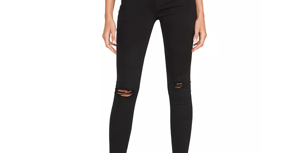 Calça jeans skinny preta rasgada e lavada, cintura alta, feminina, da Hudson Jeans, tamanho 31