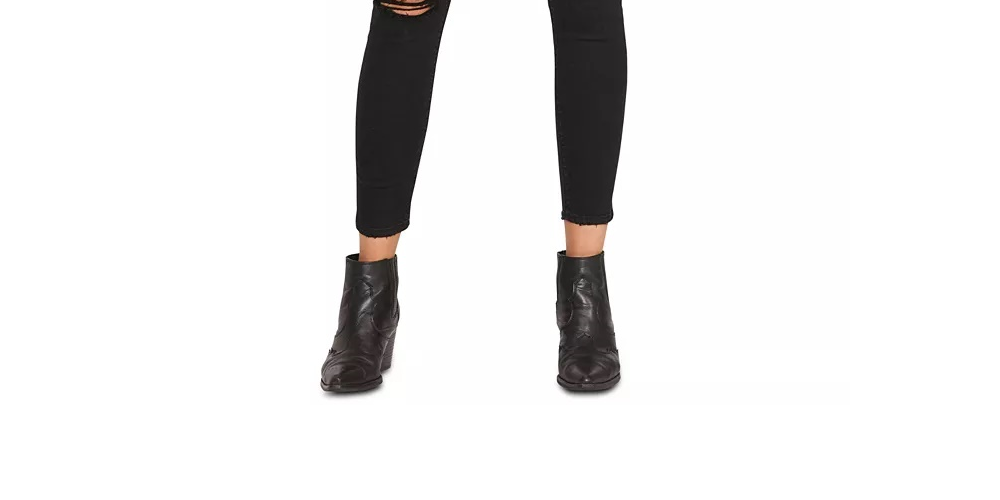 Calça jeans skinny preta rasgada e lavada, cintura alta, feminina, da Hudson Jeans, tamanho 31