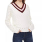 Suéter Pointelle Juniors Planet Gold Branco Tamanho Grande