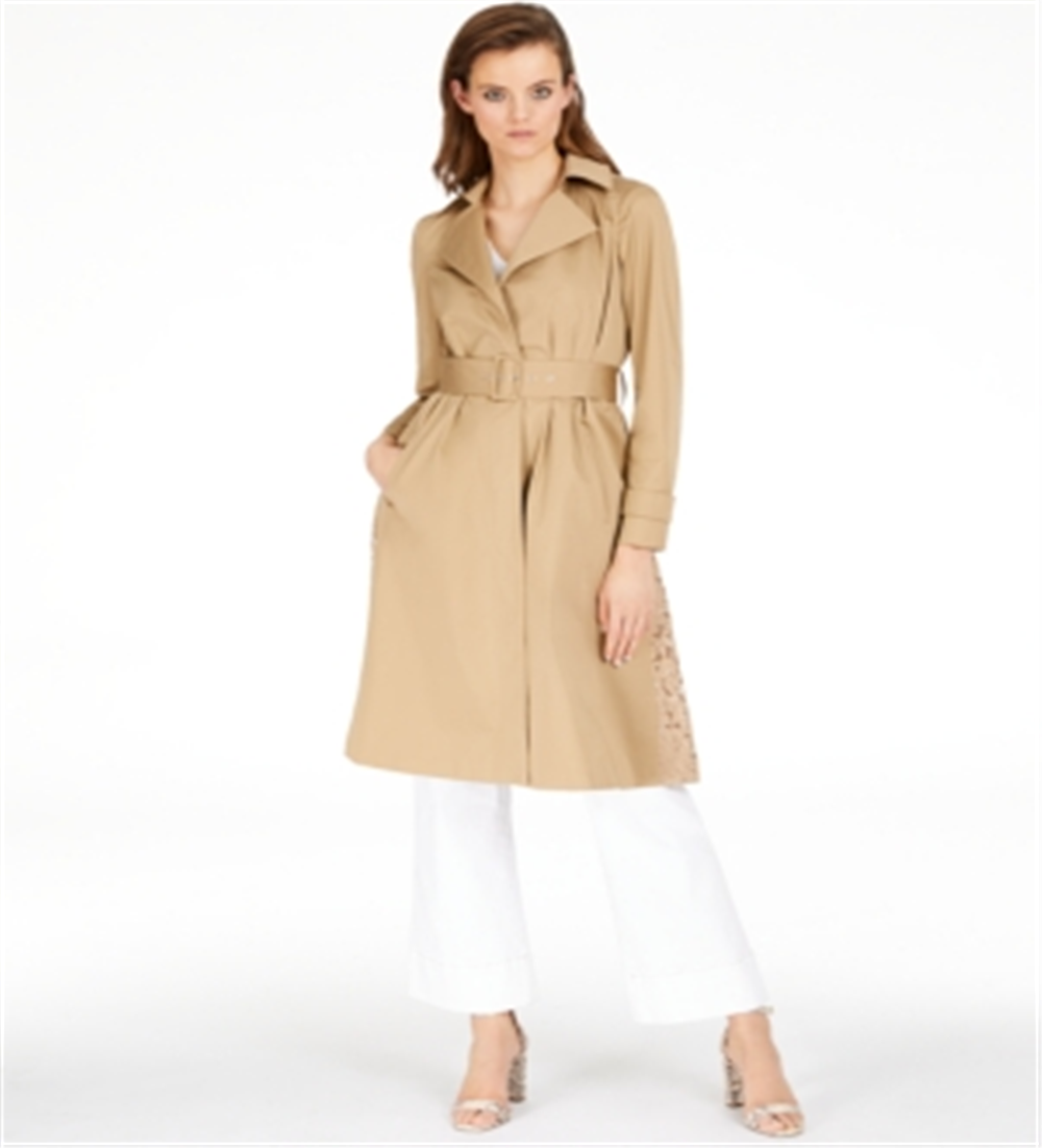 INC International Concepts Casaco longo feminino com renda nas costas, marrom, tamanho GG