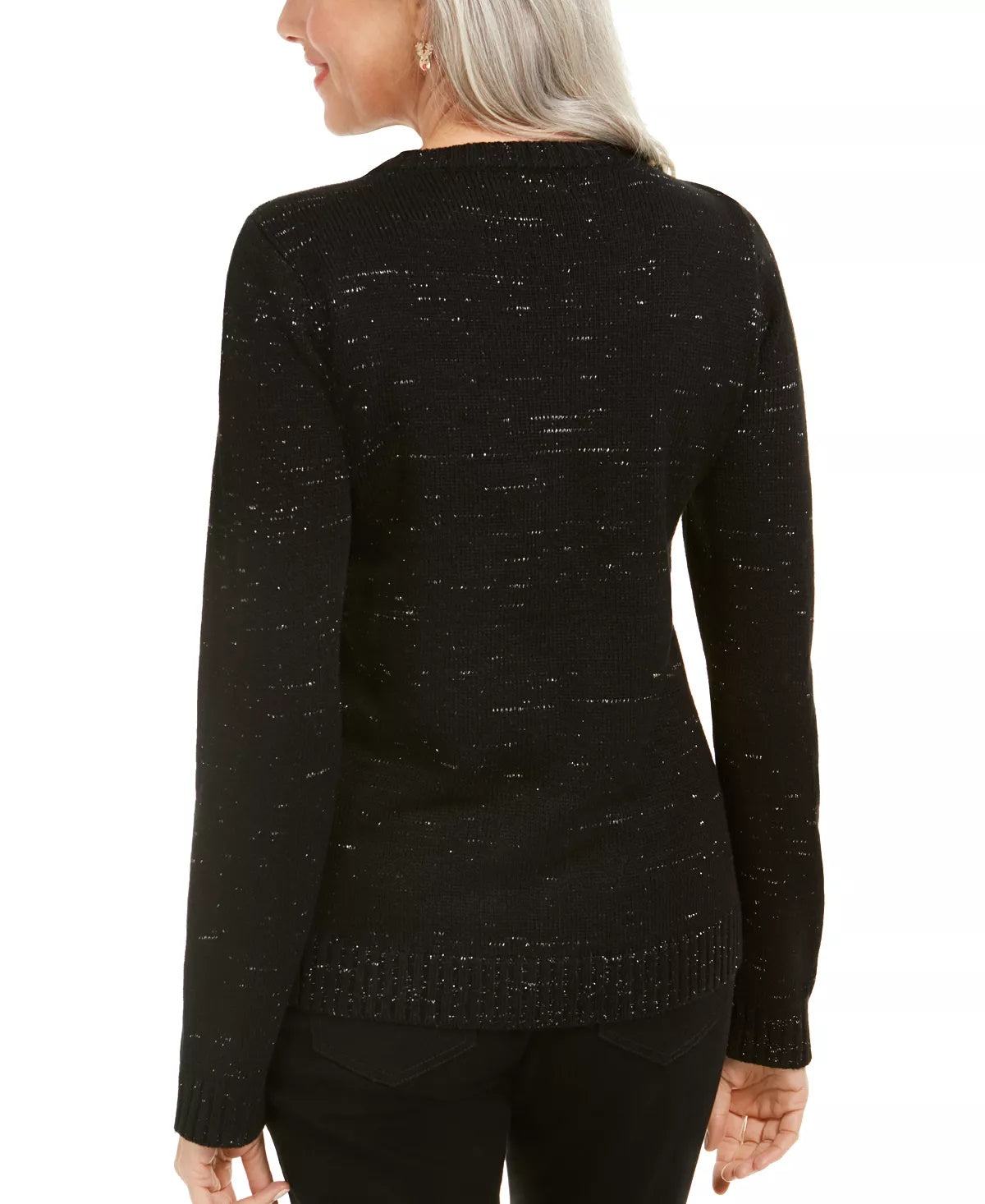 Karen Scott Suéter Feminino Petite Holiday Preto Tamanho PSM