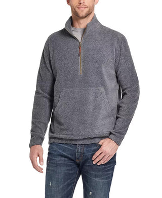 Suéter de lã masculino vintage, manga comprida, ajuste clássico, zíper de um quarto, cinza, tamanho XXX-G