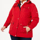 Casaco acolchoado feminino Michael Kors com capuz removível, vermelho, tamanho 0X