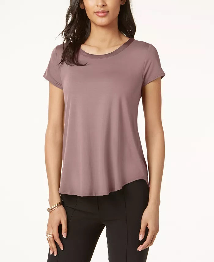 Alfani Top feminino pequeno com acabamento em cetim e pregas nas costas, tamanho pequeno, vermelho