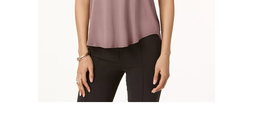Alfani Top feminino pequeno com acabamento em cetim e pregas nas costas, tamanho pequeno, vermelho