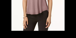 Alfani Top feminino pequeno com acabamento em cetim e pregas nas costas, tamanho pequeno, vermelho