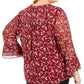 Blusa plissada com estampa floral plus size feminina Charter Club vermelha tamanho 0X