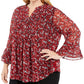 Blusa plissada com estampa floral plus size feminina Charter Club vermelha tamanho 0X