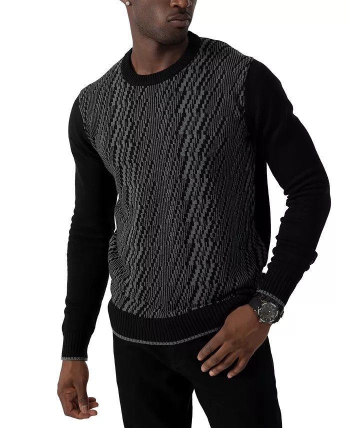 Suéter de malha texturizada masculino Sean John, preto, tamanho XX-G