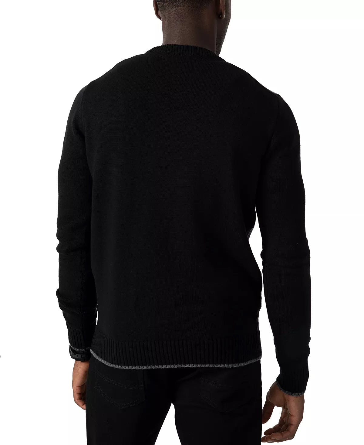 Suéter de malha texturizada masculino Sean John, preto, tamanho XX-G
