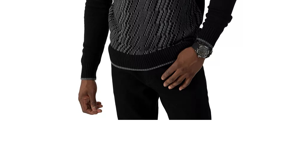 Suéter de malha texturizada masculino Sean John, preto, tamanho XX-G