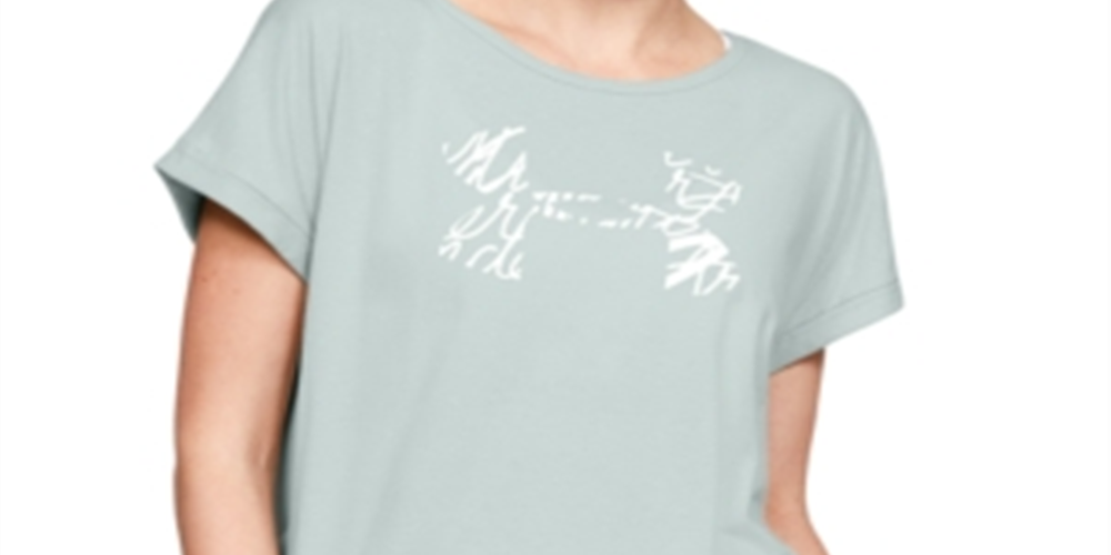 Under Armour Camiseta Feminina Graphic Script Logo Fashion Manga Curta Azul Tamanho Médio