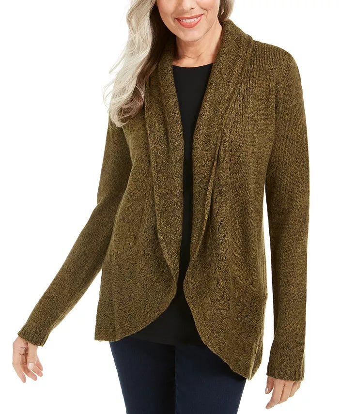 Karen Scott Cardigan Feminino Gola Xale Marrom Tamanho Médio