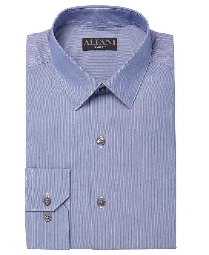 Camisa social masculina Alfani, manga comprida, camisa abotoada, roxa, tamanho 14,5/32-33