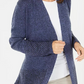 Karen Scott Cardigan Feminino Frente Aberta com Acabamento Contrastado Azul Tamanho XS