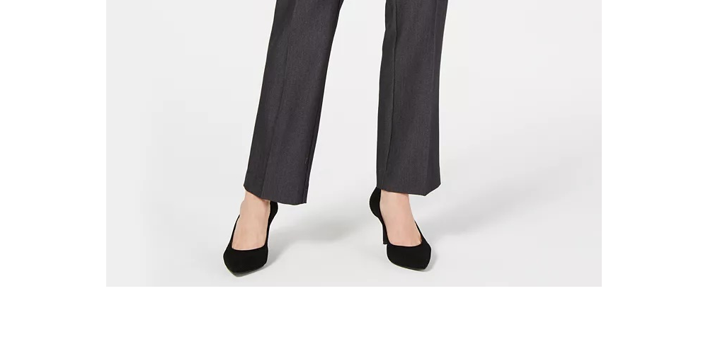 Calça feminina estilo &amp; co com controle de barriga, perna reta, cinza, tamanho 14, pequena