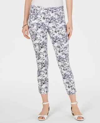 Calça jeans skinny estampada com controle de barriga feminina Charter Club, tamanho 14, branca