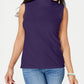 Karen Scott Blusa feminina sem mangas com decote falso, roxa, tamanho XX-G