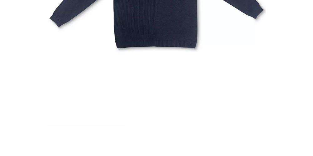 Karen Scott Suéter Feminino de Algodão com Canelado Azul Tamanho Grande