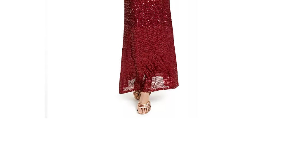 Vestido Jump Junior com amarração nas costas e lantejoulas vermelho tamanho 1/2