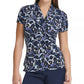 Blusa feminina DKNY com franzido lateral, azul-marinho, tamanho pequeno