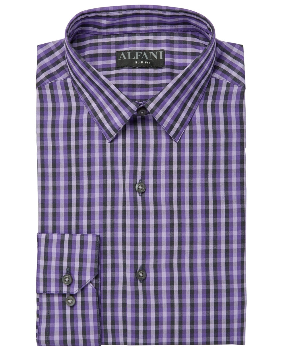 Camisa social xadrez Alfatech masculina Alfani roxa tamanho 15/15,5-32/33