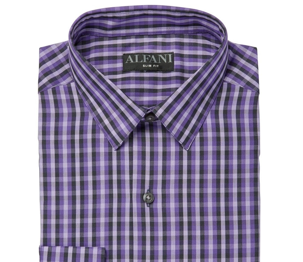 Camisa social xadrez Alfatech masculina Alfani roxa tamanho 15/15,5-32/33