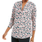Blusa feminina com estampa floral e decote em V franzido, tamanho XG, rosa, Charter Club