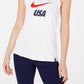 Camiseta regata Nike Dri-FIT Logo Racerback feminina, branca, tamanho médio