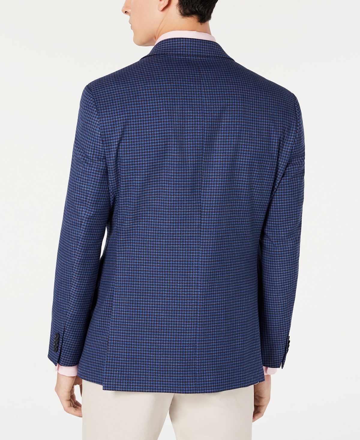 Blazer masculino xadrez Tommy Hilfiger azul com dois botões, tamanho 40