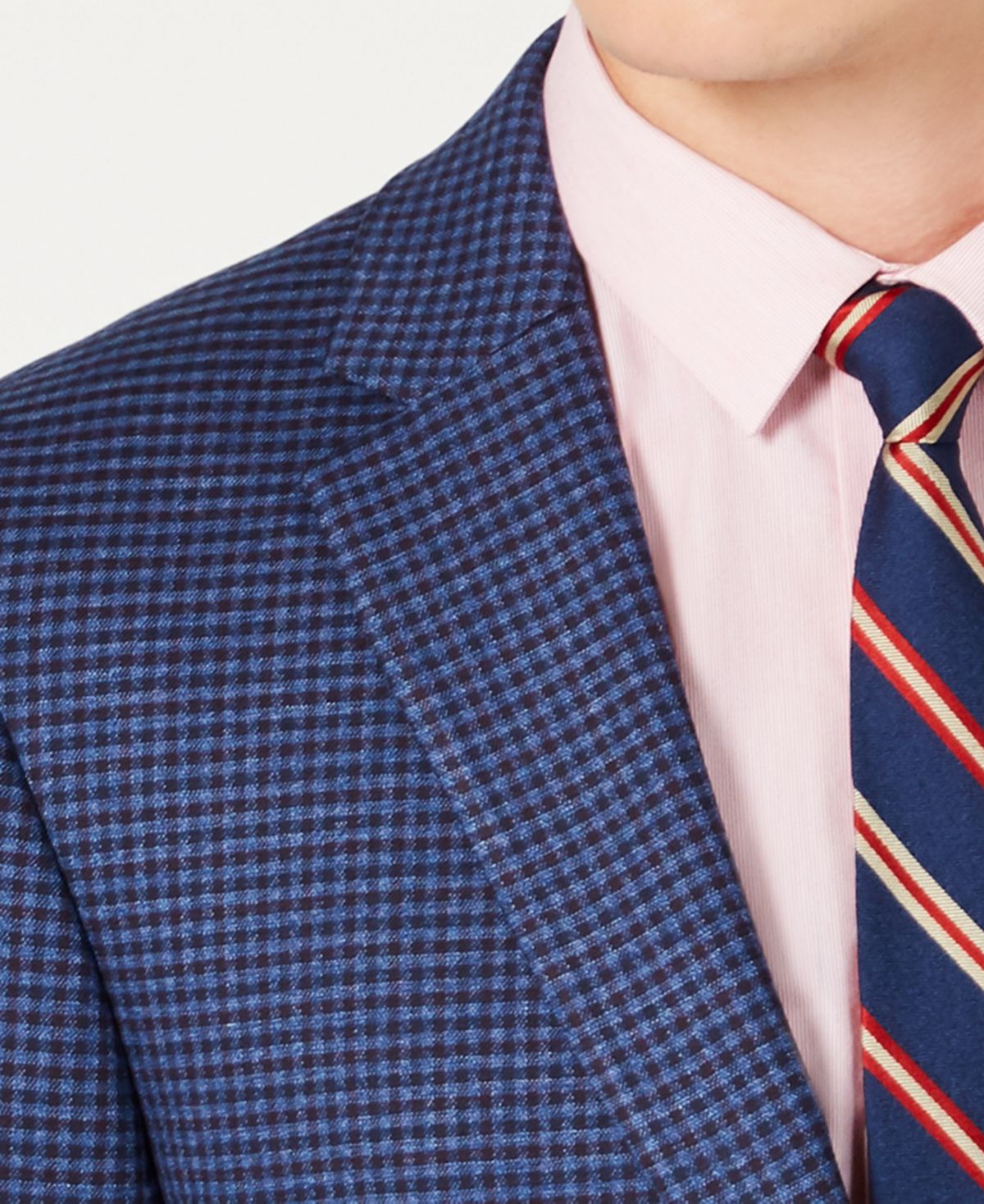 Blazer masculino xadrez Tommy Hilfiger azul com dois botões, tamanho 40