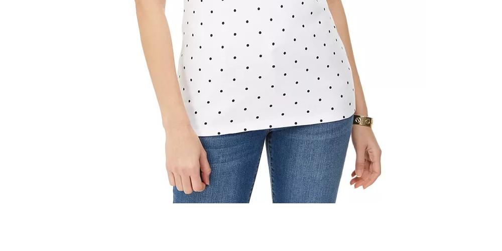 Karen Scott Blusa feminina de algodão com estampa bordada e gola canoa, tamanho rosa, tamanho XS