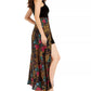 Vestido longo estampado com decote halter feminino Thalia Sodi, preto, tamanho extrapequeno