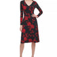 Vestido feminino Tommy Hilfiger com estampa floral, justo e evasê, preto, tamanho 4