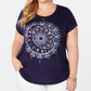 Camiseta feminina estilo &amp; co plus size com estampa de lua azul tamanho 0X