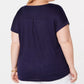 Camiseta feminina estilo &amp; co plus size com estampa de lua azul tamanho 0X