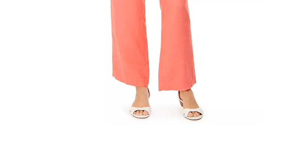 Calça feminina Charter Club de linho com cordão na cintura, verde, tamanho médio