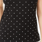 Karen Scott Blusa feminina de algodão com estampa e bordado, gola canoa, preta, tamanho pequeno