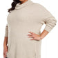 Suéter túnica feminino plus size com nervuras mistas e gola alta, cinza, tamanho 1X, da Style &amp; Co