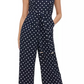 Macacão Tommy Hilfiger Feminino Bolinhas Cintura Amarrada Azul Tamanho 14