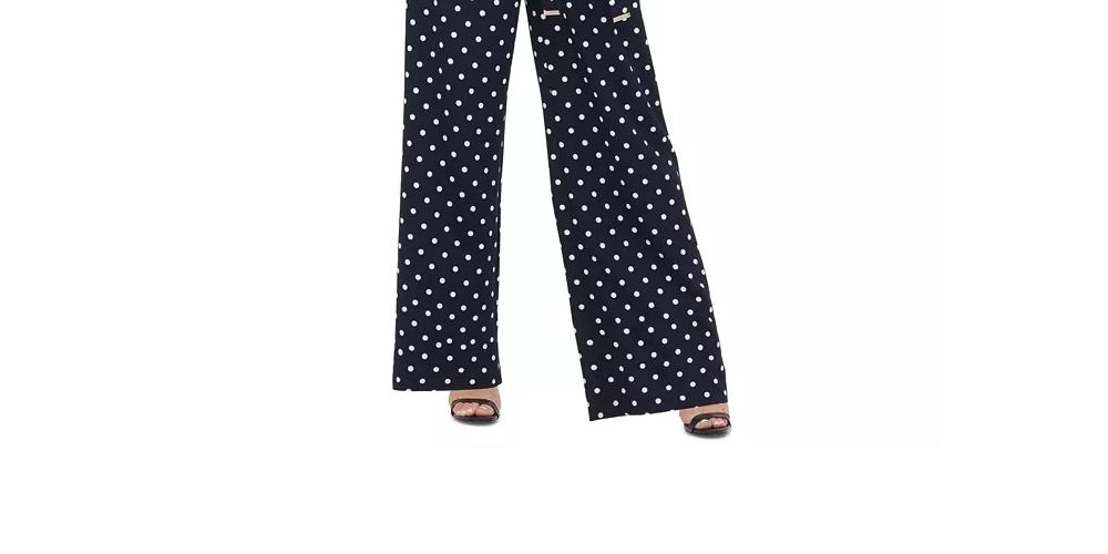Macacão Tommy Hilfiger Feminino Bolinhas Cintura Amarrada Azul Tamanho 14