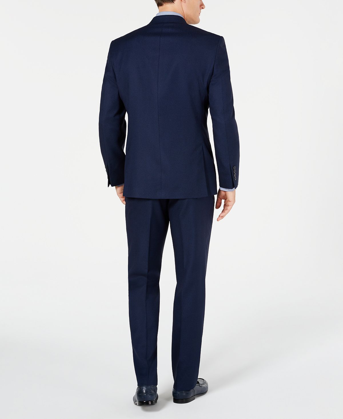 Terno masculino Marc New York Modern Fit Stretch Birdseye Azul Tamanho 40
