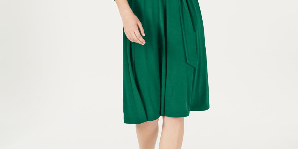 Vestido midi sólido pequeno feminino Charter Club, verde, tamanho pequeno