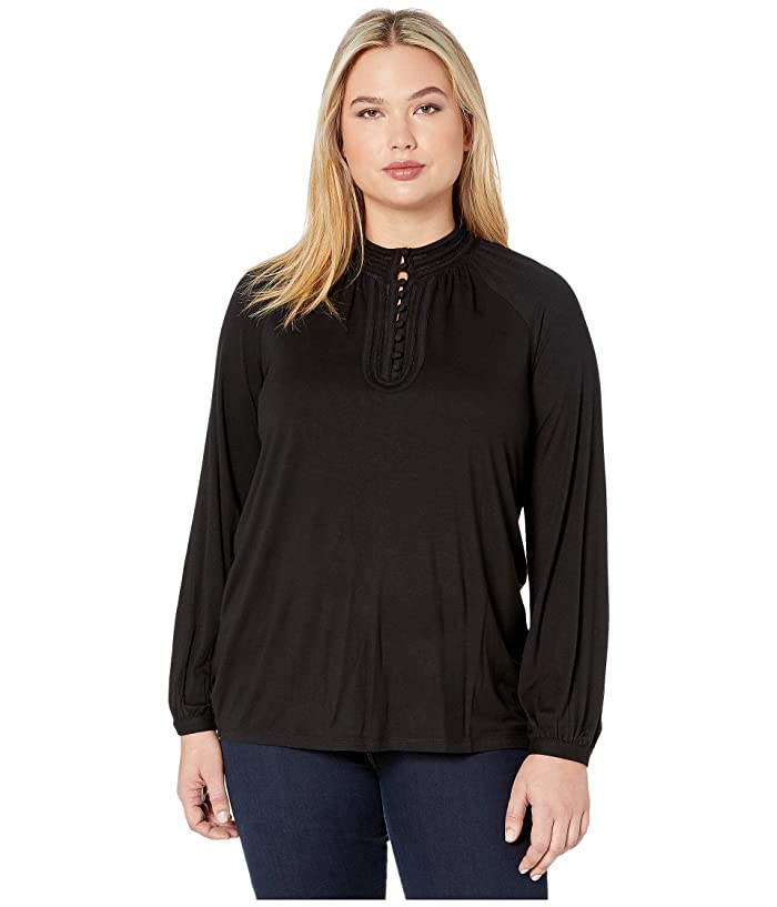 Blusa Ralph Lauren Feminina Plus Jersey Gola Simulada Preta Tamanho 2X