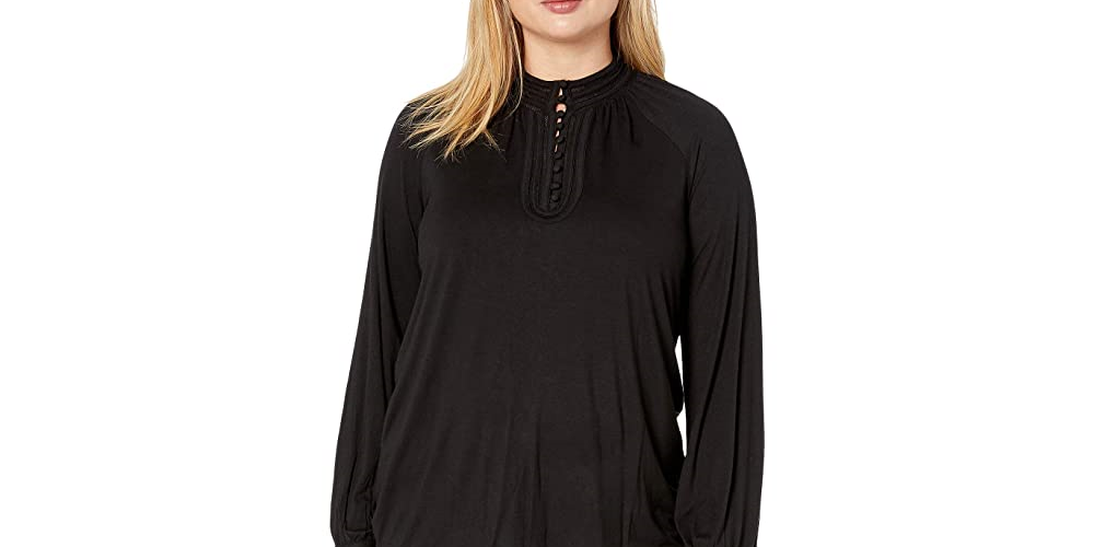 Blusa Ralph Lauren Feminina Plus Jersey Gola Simulada Preta Tamanho 2X