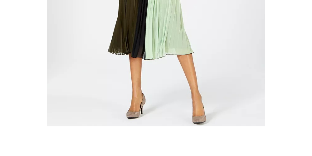 Vestido sem mangas plissado com blocos de cores Alfani feminino, verde, tamanho 12